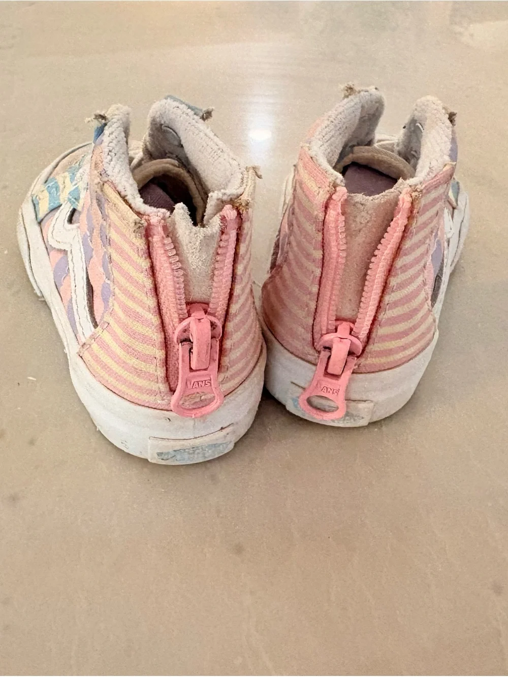 Vans Kids High-Top Sneakers in Pastel Pink, Blue & Purple